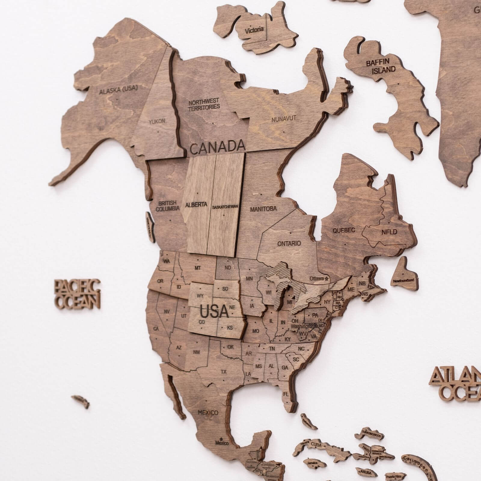 3D Wooden World Maps - Terra Wood Stain (4 Sizes) Consumer BAFCO