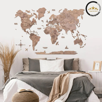 3D Wooden World Maps - Terra Wood Stain (4 Sizes) Consumer BAFCO