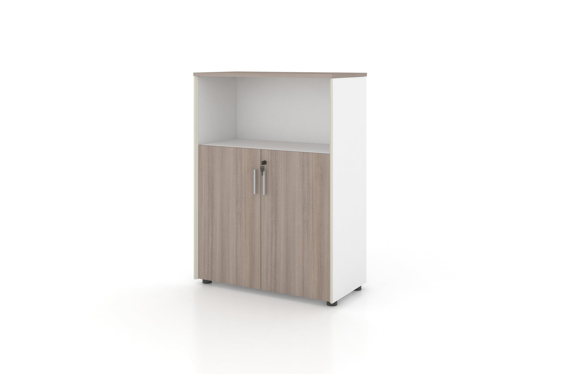 Universal 3-Level Cabinet with Open Shelf (White Body) Consumer KANO CF09 Log Walnut 8-10 Weeks 