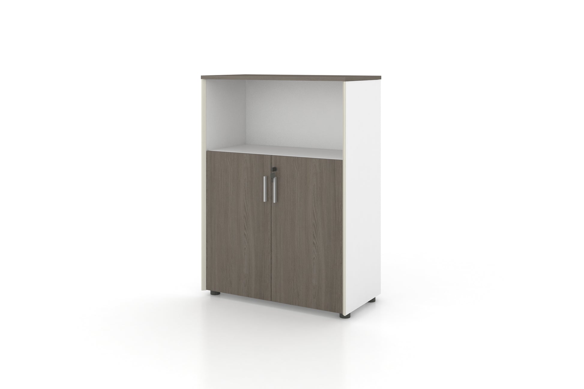 Universal 3-Level Cabinet with Open Shelf (White Body) Consumer KANO CF42 Mocha Oak 8-10 Weeks 