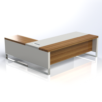 Linea Uno L-Shaped Desk with Hanging Pedestal