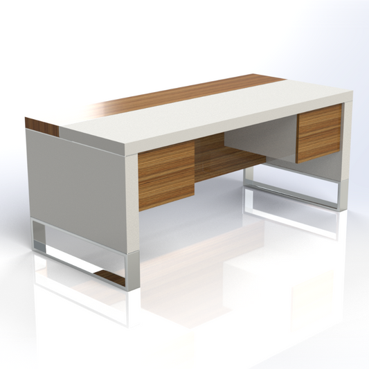 Linea Uno Straight Desk with Hanging Pedestal