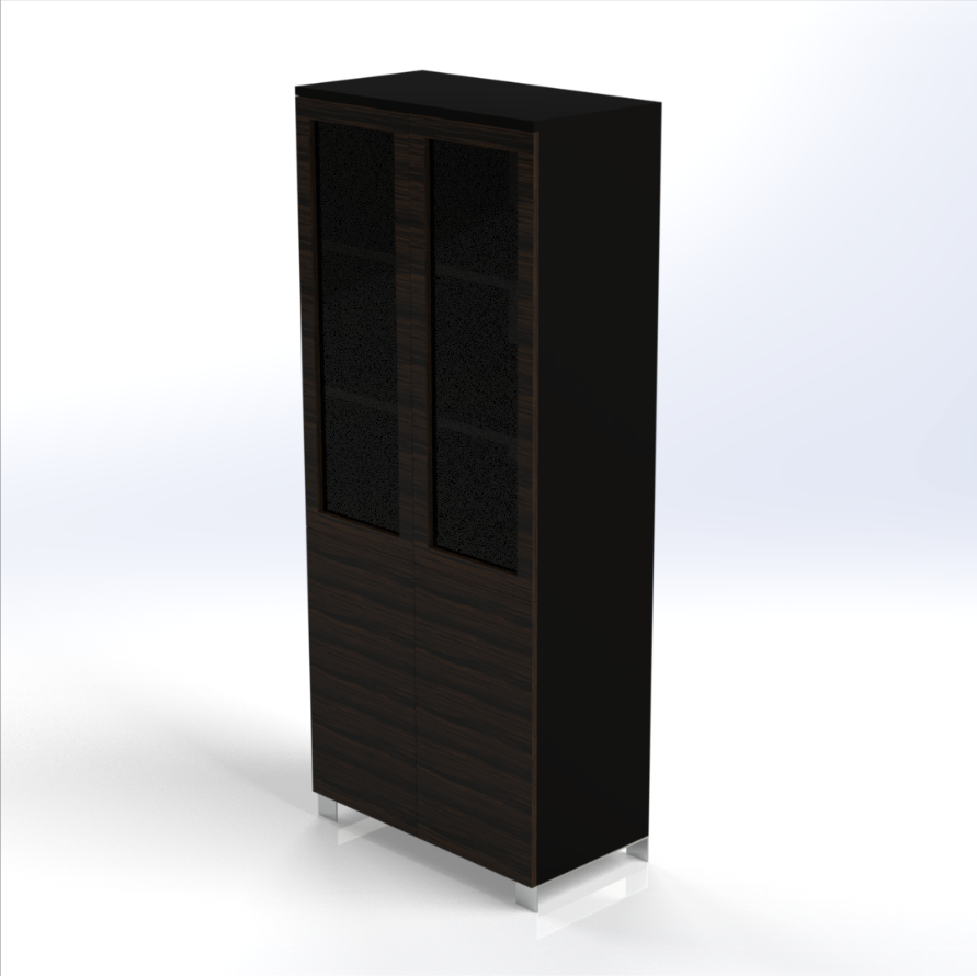 Linea Uno Tall Cabinet with Half Glass Doors Consumer BAFCO W900 x D470 x H2137mm Black 40 Days