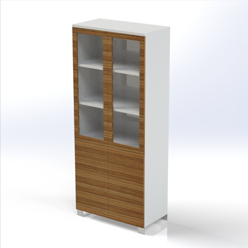 Linea Uno Tall Cabinet with Half Glass Doors