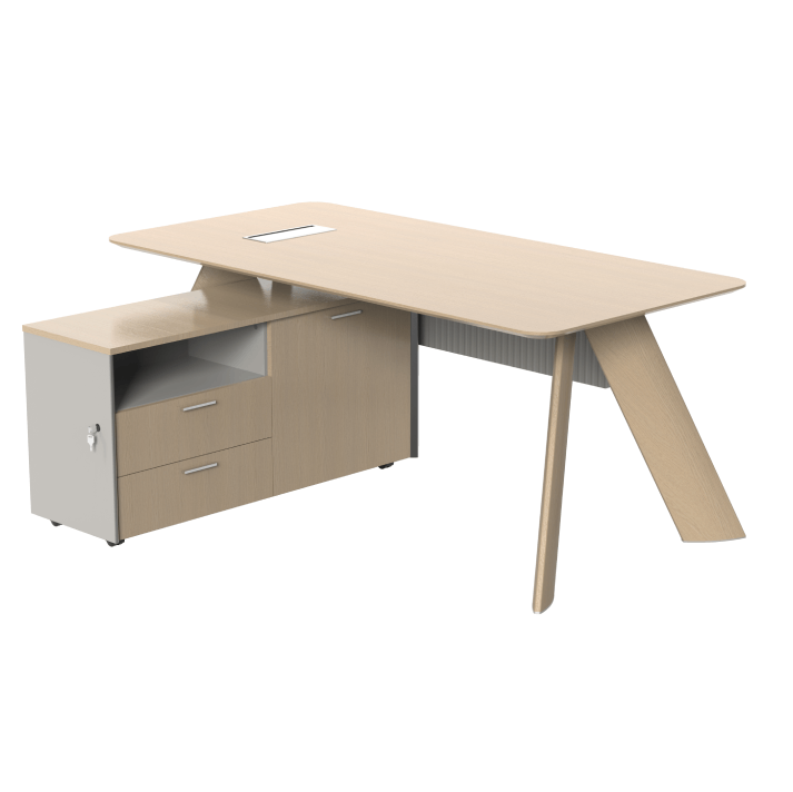 Athan Straight Desk with Side Cabinet Consumer KANO 1800 x 900 x H750mm + 1200 x 400 x 600mm CF60 Colorado Oak 8-10 Weeks