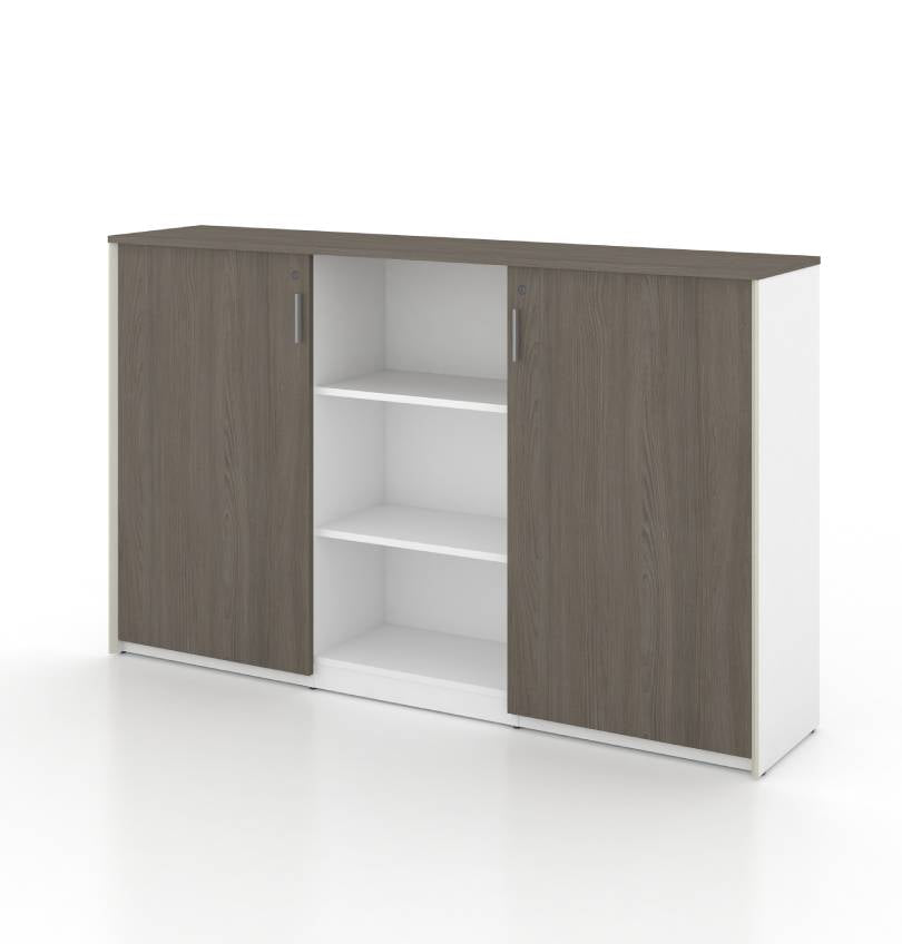 Universal W1800 Wall Unit Cabinet or Credenza (White Body) Consumer KANO CF42 Mocha Oak W1800 x D400 x H1100mm 8-10 Weeks