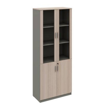 Cadi 5-Level Swing Door Cabinet with Half Glass Doors