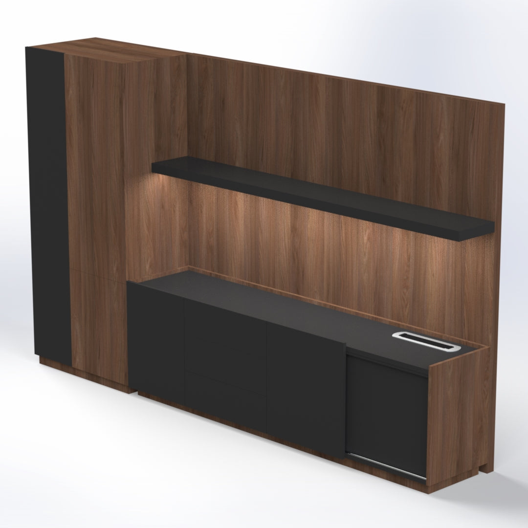 Elite Credenza & Wall Unit Consumer BAFCO W1800 x D450 x H800mm Maryland Walnut B 2-5 Working Days