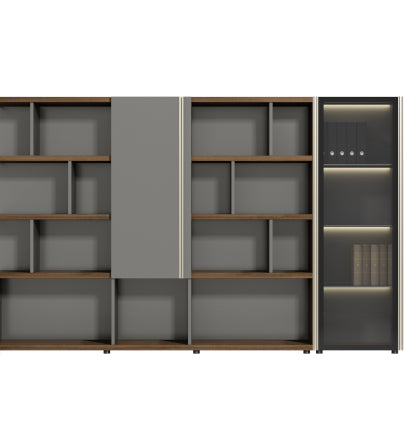 Gerry Executive Wall Storage Consumer KANO W3100 x D415 x H1935mm CF08 Walnut Hairline 8-10 Weeks