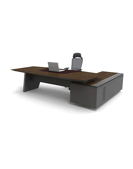 Gerry Presidential Desk Consumer KANO W3000 x D2200 x H750mm CF08 Walnut Hairline 8-10 Weeks