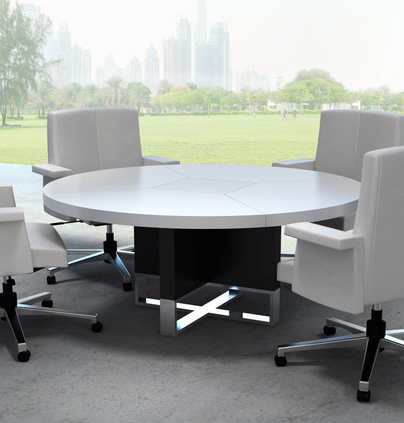 Linea Uno Large Round Meeting Table Consumer BAFCO   