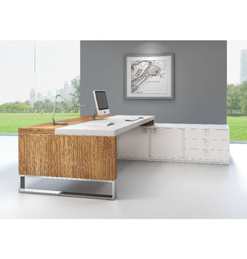 Linea Uno Desk with Credenza Storage Return