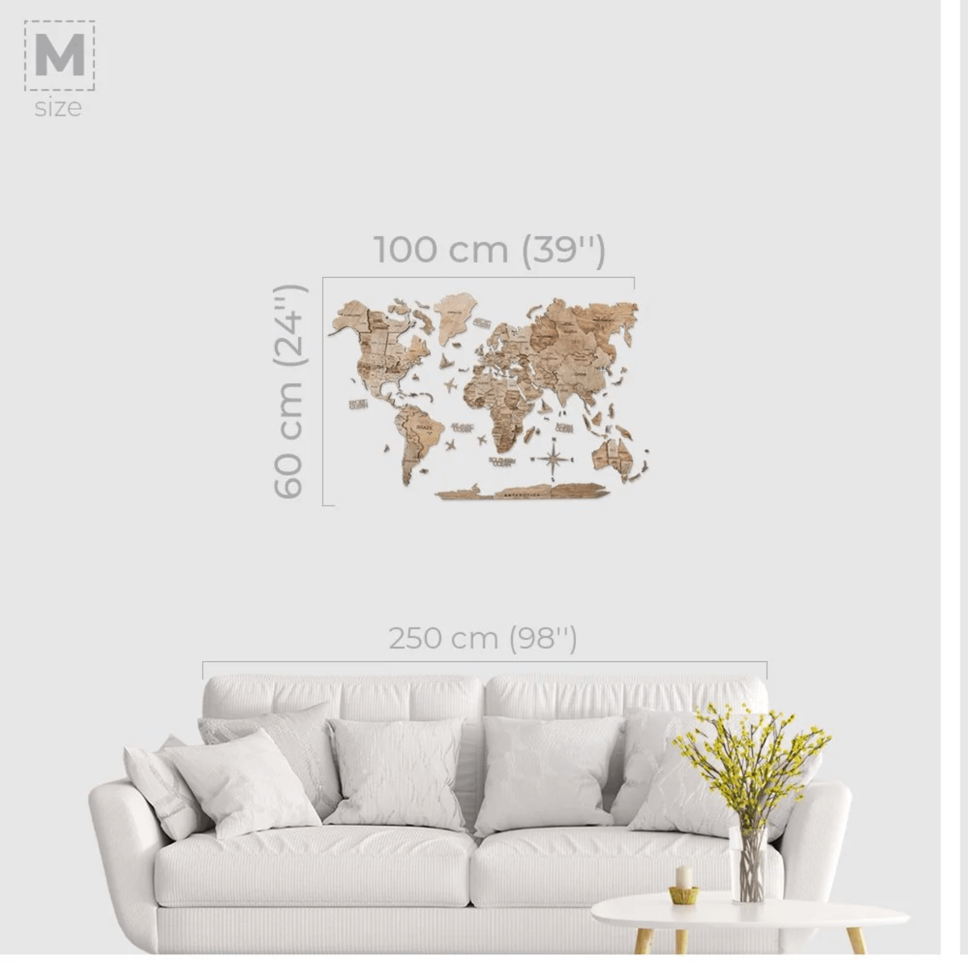 3D Wooden World Maps - Terra Wood Stain (4 Sizes) Consumer BAFCO 1000 x 600mm 2-5 Working Days