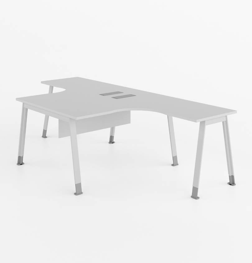 Noqi Cluster of 2 Pax L-Shape Desks (3 Types) Consumer KANO CF05 White A-Shaped Leg 8-10 Weeks