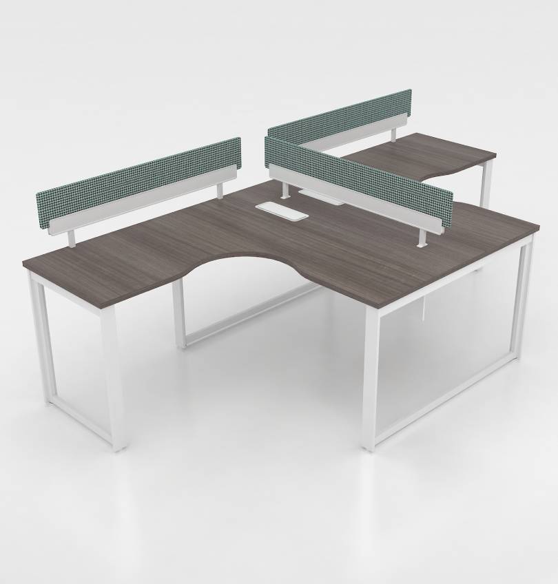 Noqi Cluster of 2 Pax L-Shape Desks (3 Types) Consumer KANO CF12 Coffee Walnut O-Shaped Leg 8-10 Weeks
