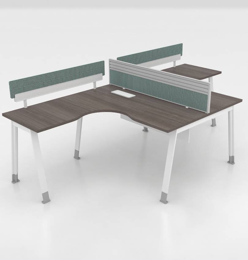 Noqi Cluster of 2 Pax L-Shape Desks (3 Types) Consumer KANO CF12 Coffee Walnut A-Shaped Leg 8-10 Weeks