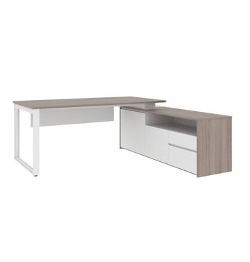 Noqi "O" Executive Desk with Credenza Consumer KANO CF09 Log Walnut W2000 x D1800 x H750mm 8-10 Weeks