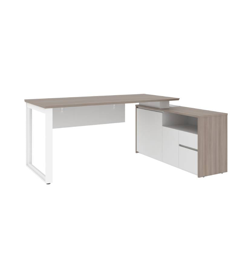 Noqi "O" Executive Desk with Credenza Consumer KANO CF09 Log Walnut W1600 x D1300 x H750mm 8-10 Weeks