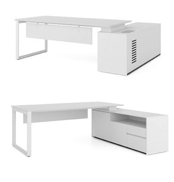 Noqi "O" Executive Desk with Credenza Consumer KANO CF05 White W2000 x D1800 x H750mm 8-10 Weeks