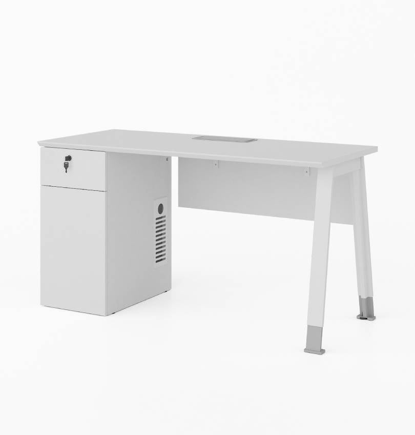 Noqi "A" Straight Desk with Fixed Pedestal Consumer KANO CF05 White W1400 x D600 x H750mm 8-10 Weeks