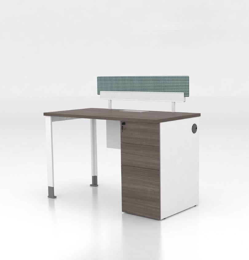 Noqi "U" Straight Desk with Fixed Pedestal Consumer KANO CF12 Coffee Walnut W1200 x D600 x H750mm 8-10 Weeks