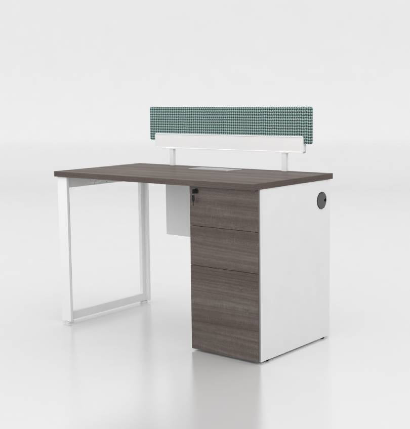 Noqi "O" Straight Desk with Fixed Pedestal Consumer KANO CF12 Coffee Walnut W1200 x D600 x H750mm 8-10 Weeks