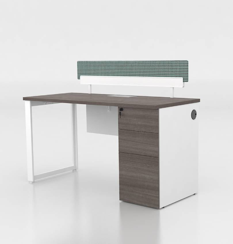 Noqi "O" Straight Desk with Fixed Pedestal Consumer KANO CF12 Coffee Walnut W1400 x D600 x H750mm 8-10 Weeks