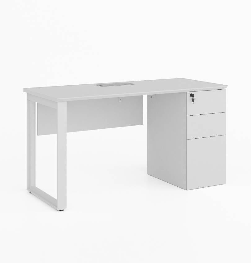 Noqi "O" Straight Desk with Fixed Pedestal Consumer KANO CF05 White W1400 x D600 x H750mm 8-10 Weeks