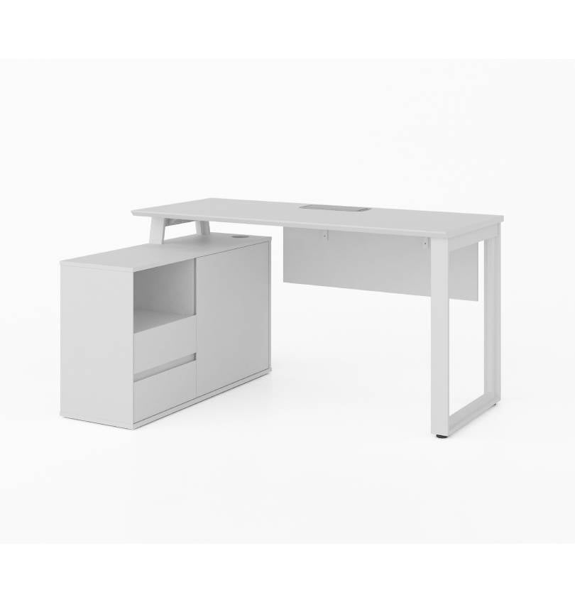 Noqi "O" Desk with Small Credenza Return Consumer KANO CF05 White W1200 x D1040 x H750mm 8-10 Weeks