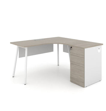 Nora L-Shaped Desk with Pedestal