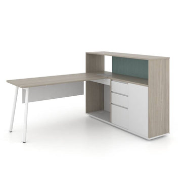 Nora Executive Desk with Casegood Storage Consumer KANO CF09 Log Walnut W1900 x D1500 x H750/1100mm 8-10 Weeks