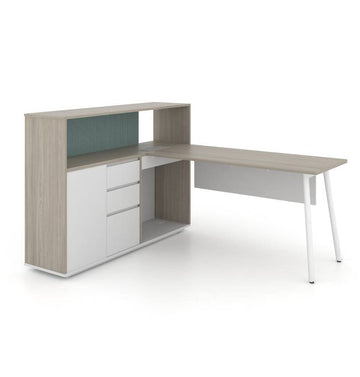 Nora Executive Desk with Casegood Storage Consumer KANO CF41 Nash Oak W1900 x D1500 x H750/1100mm 8-10 Weeks