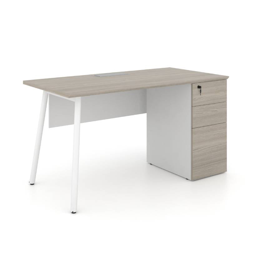 Nora Straight Desk with Fixed 3D Pedestal Consumer KANO CF41 Nash Oak W1200 x D600 x H750mm 8-10 Weeks