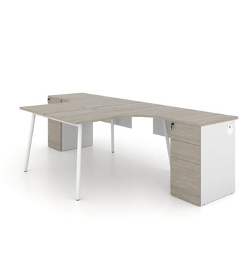 Nora Cluster of 2 L-Shaped Desk with Fixed Pedestal Consumer KANO CF41 Nash Oak W1400 x D1400 x H750mm 8-10 Weeks