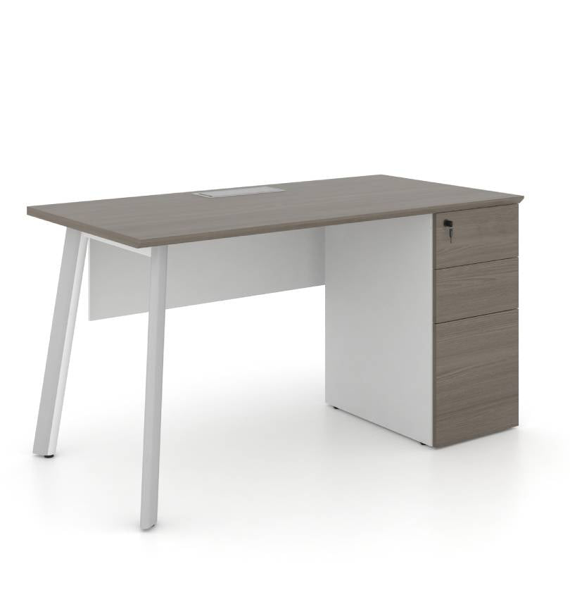 Nora Straight Desk with Fixed 3D Pedestal Consumer KANO CF42 Mocha Oak W1200 x D600 x H750mm 8-10 Weeks