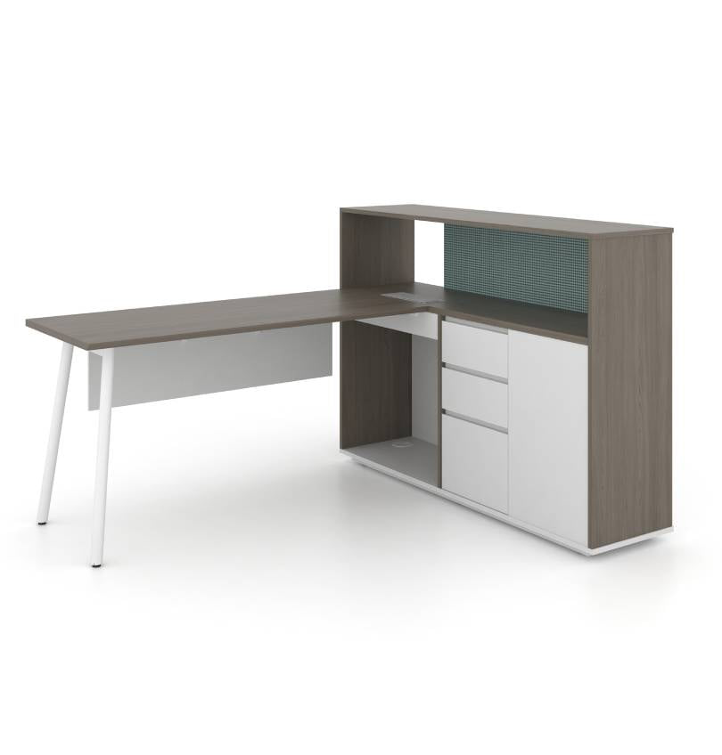 Nora Executive Desk with Casegood Storage Consumer KANO CF12 Coffee Walnut W1900 x D1500 x H750/1100mm 8-10 Weeks