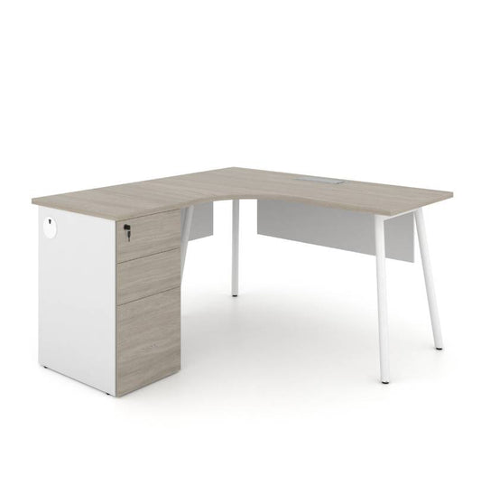 Nora L-Shaped Desk with Pedestal