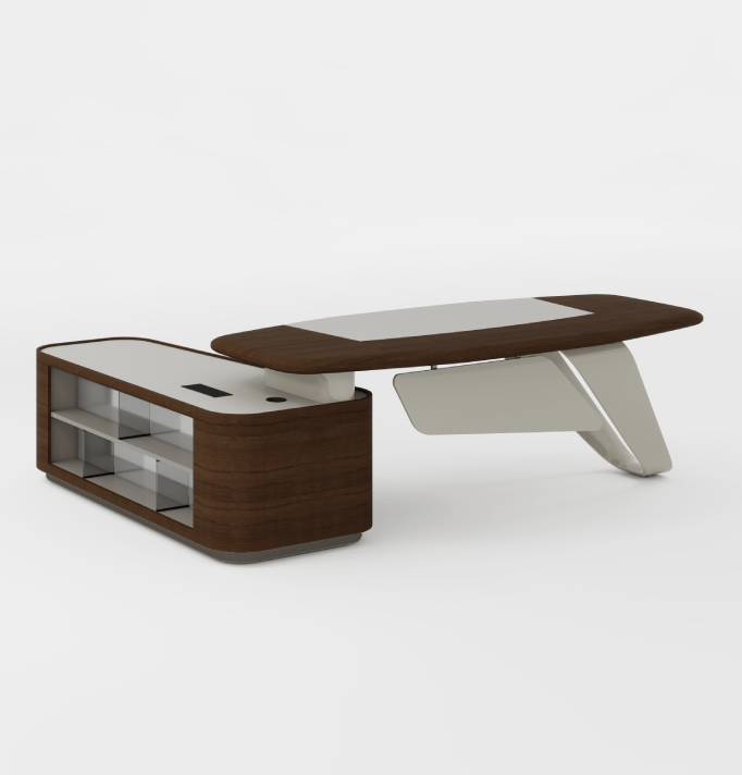 Ring Presidential Desk Consumer KANO W2800 x D2200 x H760mm CY08 Dark Chocolate Walnut 8-10 Weeks