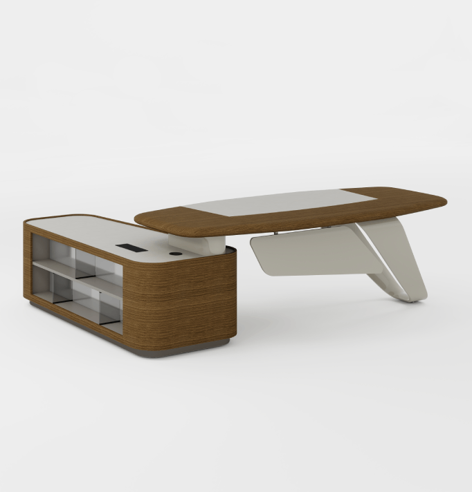 Ring Presidential Desk Consumer KANO W2800 x D2200 x H760mm CY19 Mocha Teakwood 2-5 Working Days