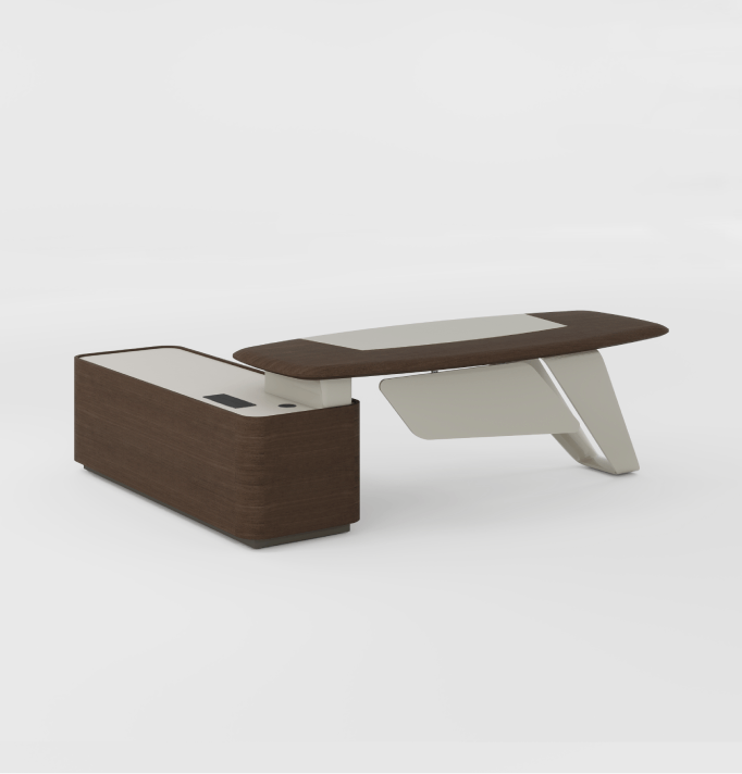 Ring Executive Desk Consumer KANO W2400 x D2000 x H760mm CY08 Dark Chocolate Walnut 8-10 Weeks