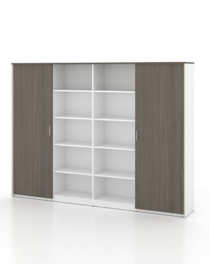 Universal 5-Level Wall Unit Cabinet (White Body) Consumer KANO CF12 Coffee Walnut W2400 x D400 x H1800mm 8-10 Weeks