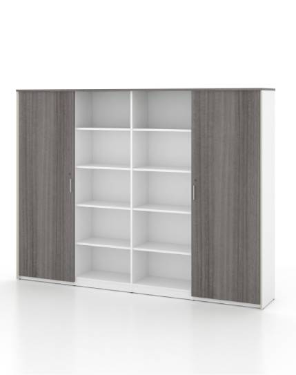 Universal 5-Level Wall Unit Cabinet (White Body) Consumer KANO CF42 Mocha Oak W2400 x D400 x H1800mm 8-10 Weeks