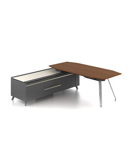 Gaddi Presidential Desk Consumer KANO W2200 x D2150 x H750mm CY07 American Walnut 30 Days